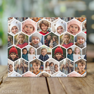 12-Foto-Collage - funky Sechseck-Muster Postkarte