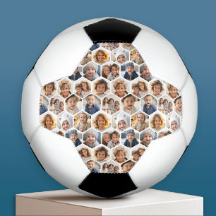 12-Foto-Collage - funky Sechseck-Wabenmuster Fußball