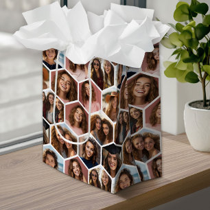 12 Foto-Collage - funky Sechseck-Wabenmuster Mittlere Geschenktüte