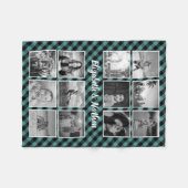 12 Foto Collage Gingham Checkered Family Keepake Fleecedecke (Vorderseite (Horizontal))