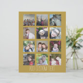 12 Foto Collage - Goldene Weihnachtskarte (Stehend Vorderseite)