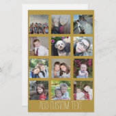 12 Foto Collage - Goldene Weihnachtskarte (Vorne/Hinten)