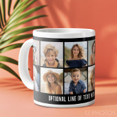 12 Foto Collage Grid - Textfeld - Schwarz-weiß Jumbo-Tasse