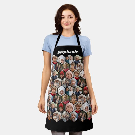 12 Foto Collage Honigwabenhexagon Random Muster Schürze (Getragen)