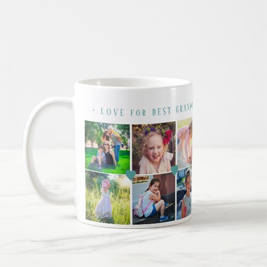 12 Foto Collage LIEBE für BEST GRANDMA sage grün Kaffeetasse (Links)