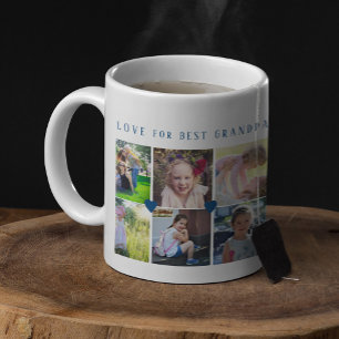 12 Foto Collage LIEBE für BEST GRANDPA Marine blau Kaffeetasse