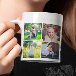 12 Foto Collage LIEBE für BEST MAMA Gelbe Herzen Kaffeetasse