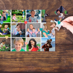 12 Foto Collage LIEBE für BEST MAMA Rotes Skript Puzzle