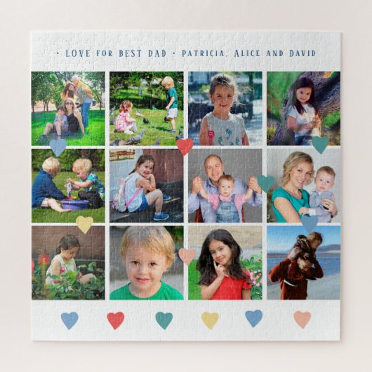 12 Foto Collage LIEBE für BEST VATER Marine Skript Puzzle (Vertikal)