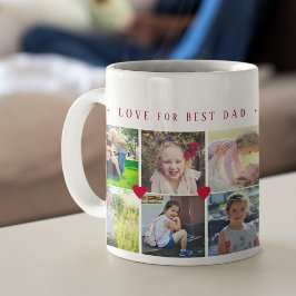 12 Foto Collage LIEBE für BEST VATER Red Script Kaffeetasse