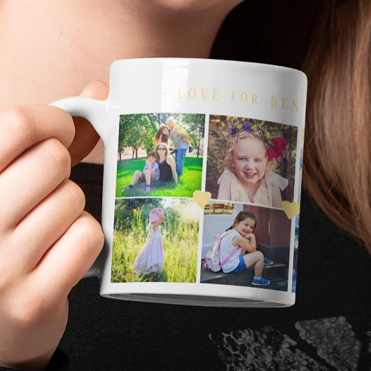 12 Foto-Collage LIEBE für die BESTE MUTTER gelbe H Kaffeetasse