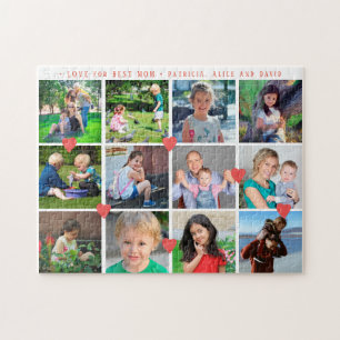 12-Foto-Collage LIEBE für die BESTE MUTTER rotes S Puzzle