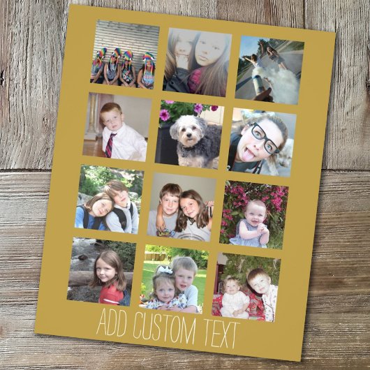 12-Foto-Collage mit goldenem Hintergrund Flyer