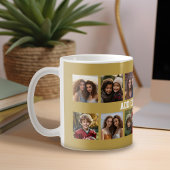 12-Foto-Collage mit goldenem Hintergrund Kaffeetasse