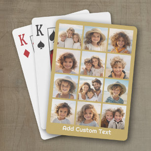 12-Foto-Collage mit goldenem Hintergrund Spielkarten