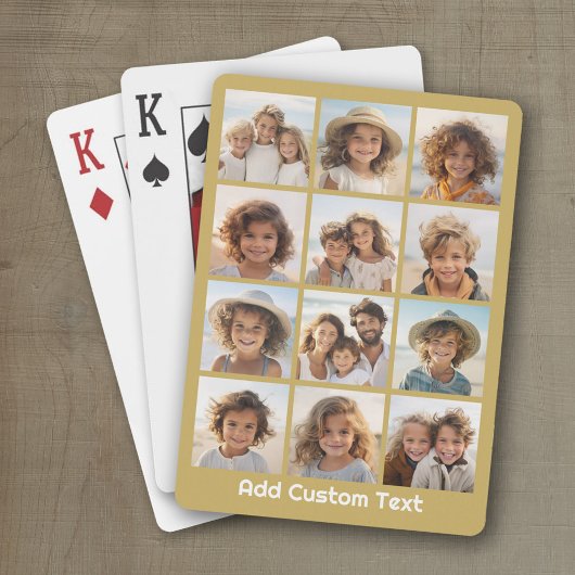 12-Foto-Collage mit goldenem Hintergrund Spielkarten