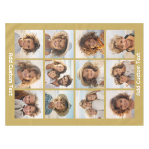 12-Foto-Collage mit goldenem Hintergrund Tischdecke