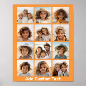 12-Foto-Collage mit orangefarbenem Hintergrund Poster (Vorne)