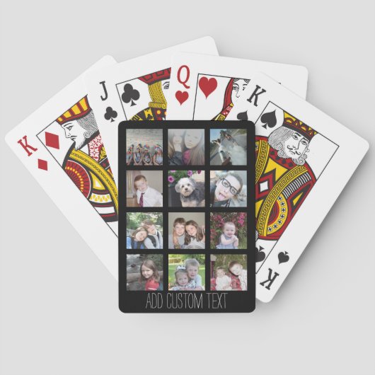 12 Foto-Collage - Moderne schwarze Minimal-Hinterg Spielkarten (Rückseite)
