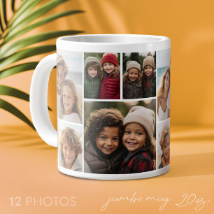 12-Foto-Collage - Modernes, minimales Raster Jumbo-Tasse