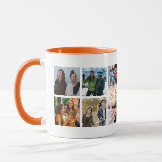 12 Foto Collage Orange Sister Tasse (Links)