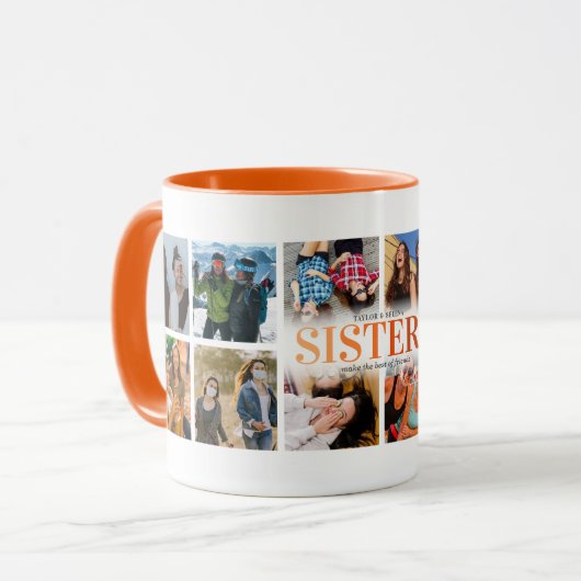 12 Foto Collage Orange Sister Tasse (Vorderseite Links)