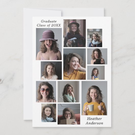 12 Foto Collage Personalisiert Graduate Name & Yea Ankündigung (Vorderseite)