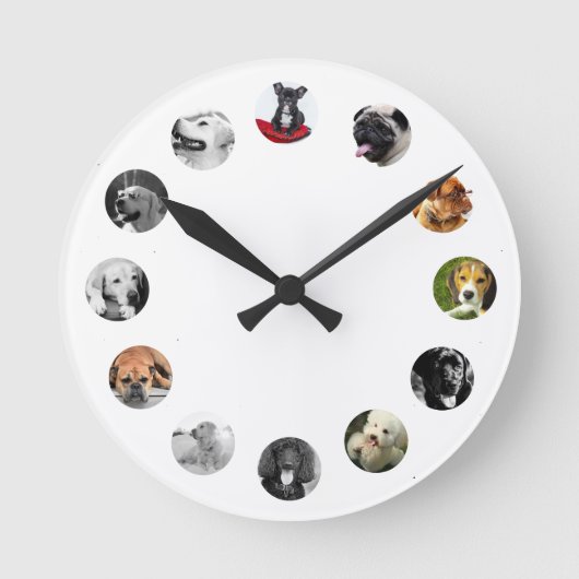 12 FOTO Collage Pet Gedenkfeier des Lebens Runde Wanduhr (Vorderseite)