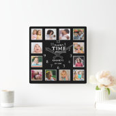 12 Foto Collage Picture Frame Familienangebot Schw Quadratische Wanduhr (Zuhause)