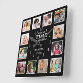 12 Foto Collage Picture Frame Familienangebot Schw Quadratische Wanduhr (Winkel)