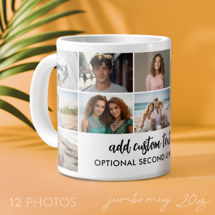 12-Foto-Collage-Raster - 2 Textfelder - schwarz we Jumbo-Tasse
