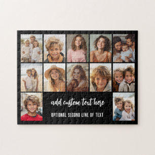 12-Foto-Collage-Raster - 2 Textfelder - schwarz we Puzzle