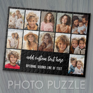 12-Foto-Collage-Raster - 2 Textfelder - schwarz we Puzzle