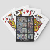 12-Foto-Collage - Raster mit Textbereich - schwarz Spielkarten (Rückseite)