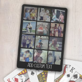 12-Foto-Collage - Raster mit Textbereich - schwarz Spielkarten