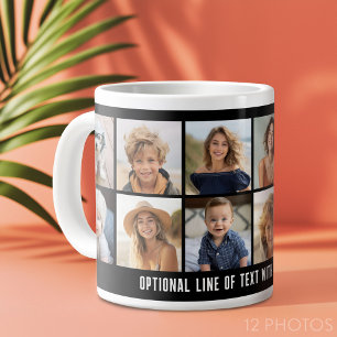 12-Foto-Collage-Raster - Textfeld - schwarz weiß Jumbo-Tasse