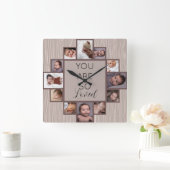 12 Foto Collage Sie sind so lieblich Zitat Holz Quadratische Wanduhr (Zuhause)