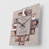 12 Foto Collage Sie sind so lieblich Zitat Holz Quadratische Wanduhr (Winkel)