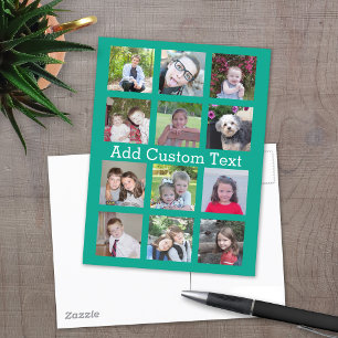 12-Foto-Collage - Smaragdgrün und benutzerdefinier Postkarte