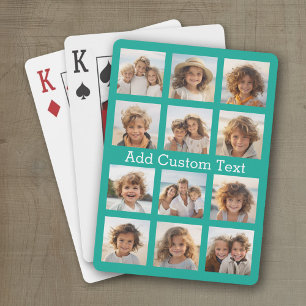 12 Foto-Collage - Smaragdgrün und benutzerdefinier Spielkarten