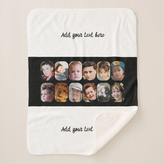 12 Foto-Collage Text hinzufügen weiß schwarz Sherpadecke (Vorderseite)