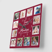 12 Foto Collage Time Flies Erinnerungen Bleibe Bur Quadratische Wanduhr (Winkel)