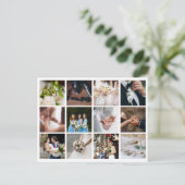 12 Foto Collage Wedding Vielen Dank Ankündigungspostkarte (Stehend Vorderseite)