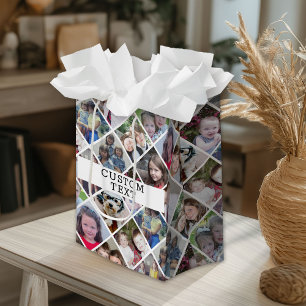 12 Foto Diamant Muster mit benutzerdefiniertem Tex Mittlere Geschenktüte