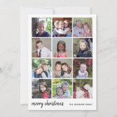 12 Foto Frohe Weihnachten Black Gingham Minimalist (Vorderseite)