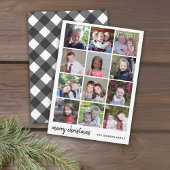 12 Foto Frohe Weihnachten Black Gingham Minimalist