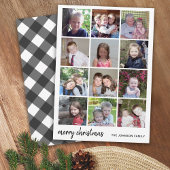 12 Foto Frohe Weihnachten Black Gingham Minimalist