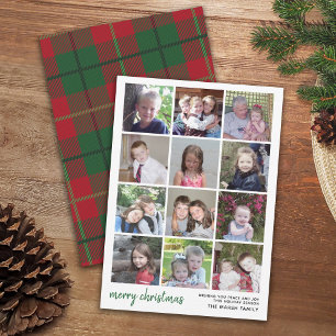 12 Foto Frohe Weihnachten mit rotem grünem Karo