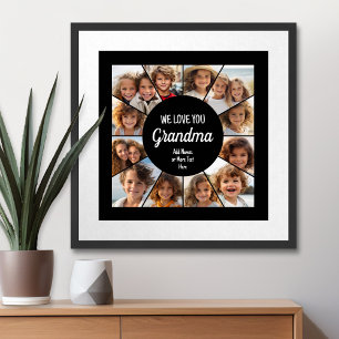 12 Foto Funky Foto Collage - Wir Liebe Sie Oma Poster