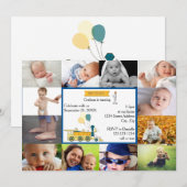 12 Foto Geburtstagszug Blaue Eisenbahn - Einladung (Vorne/Hinten)